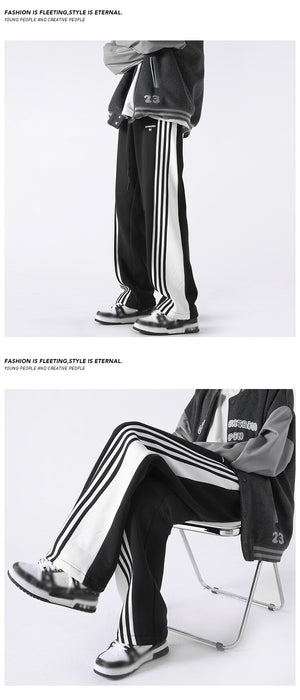Three Bar Code Side Stripe Track Pants , - Streetwear Pants - Slick Street