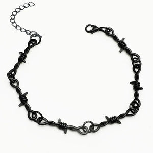 Y2K Punk Wire Necklace & Bracelet Black Bracelet, - Streetwear Necklace - Slick Street