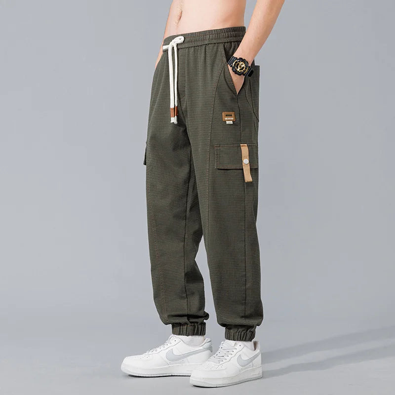 Elastic Cropped Pockets Safari Style Pants XXXL, Army Green - Streetwear Pants - Slick Street