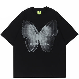 UNUSUAL ORIGINAL Butterfly Shadow Graphic T-Shirt , - Streetwear T-Shirts - Slick Street