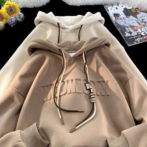 Drawstring Wednesday Embossed Letters Hoodie , - Streetwear Hoodie - Slick Street