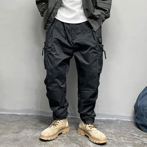 Multi-Pocket Elastic Waist Cargo Pants , - Streetwear Pants - Slick Street