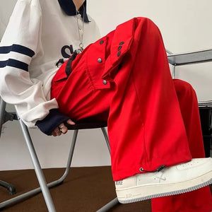 Multi Pockets Button-Up Streetwear Pants , - Streetwear Pants - Slick Street