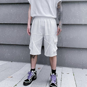 Solid Bermuda White Lining Shorts White, XS - Streetwear Shorts - Slick Street