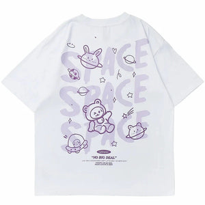 Space Rings Happy Bear Anime T-Shirt , - Streetwear T-Shirts - Slick Street