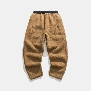 Solid Color Drawstring Fleece Pants , - Streetwear Pant - Slick Street