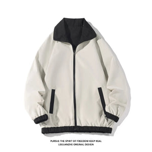 Color Block Reversible Zipper Jacket , - Streetwear Jacket - Slick Street