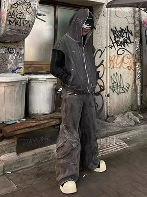 Punk Rock Gothic Ripped Style Sleeveless Hoodie , - Streetwear Hoodie - Slick Street