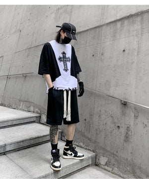 Casual Black Color Knee Length Shorts , - Streetwear Shorts - Slick Street
