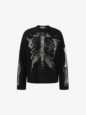 Skeleton B-Heart Graphic Sweatshirt black, S - Streetwear Sweatshirts - Slick Street