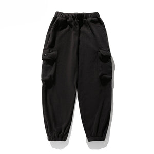 Unicolorous Fleece Cargo Joggers Black, M - Streetwear Joggers - Slick Street