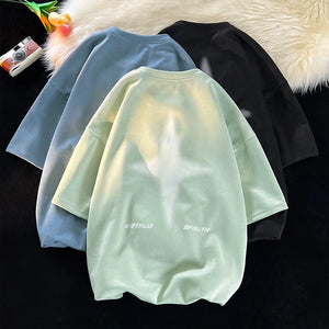 Letter R Foaming Embroidery Loose T-Shirt , - Streetwear T-Shirts - Slick Street