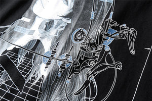 Streetwear Robotic Anime Girl Loose T-Shirt , - Streetwear T-Shirt - Slick Street