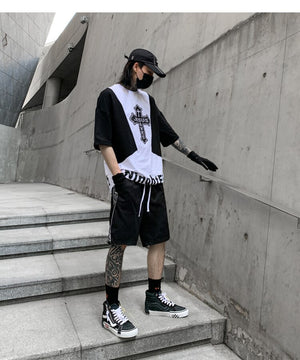 Black Paisley Bandana Pattern Shorts , - Streetwear Shorts - Slick Street