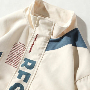 Patchwork Turn-down Collar Loose Jacket , - Streetwear Jacket - Slick Street