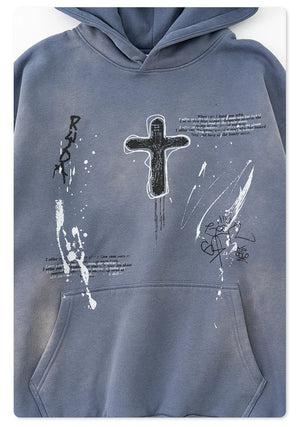 Crucifix Cross Graphic Pullover Hoodie , - Streetwear Hoodie - Slick Street