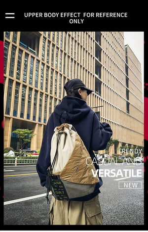 Two Tone Drawstring Backpack , - Streetwear Bag - Slick Street