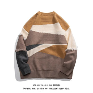 Hole Fringed Pullover Sweater , - Streetwear Sweater - Slick Street