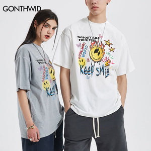 Keep Smile Graffiti Emoji Design T-Shirt , - Streetwear T-Shirts - Slick Street