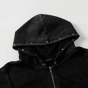 T2 Rivet Zipper Hoodie , - Streetwear Hoodie - Slick Street