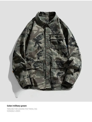 Camouflage Cotton Overshirt , - Streetwear Jackets - Slick Street