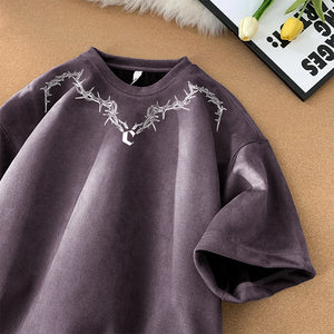 Spine Thorns Crew Neck T-Shirt Purple, XS - Streetwear T-Shirts - Slick Street