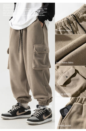 Unicolorous Fleece Cargo Joggers , - Streetwear Joggers - Slick Street