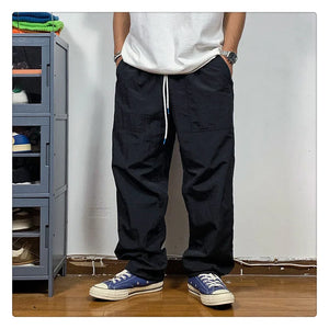 Straight Cut Nylon Loose Joggers , - Streetwear Pants - Slick Street