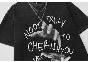 Hand Sketch Ripped Streetwear T-Shirt , - Streetwear T-Shirts - Slick Street