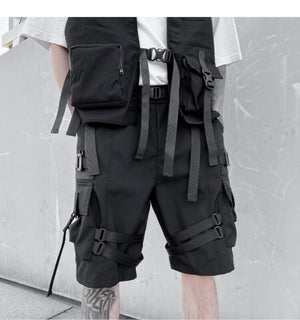 Techwear Multi Pocket Buckles Cargo Shorts , - Streetwear Shorts - Slick Street