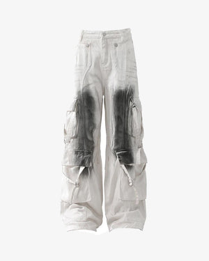 BV1 Baggy Cargo Pants White, S - Streetwear Cargo Pants - Slick Street