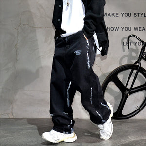 Ebony Black Splash Paint Style Pants , - Streetwear Pants - Slick Street