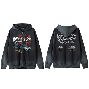 Make America Go Hard Again Graffiti Zipper Hoodie Dark Grey, XXS - Streetwear Hoodie - Slick Street