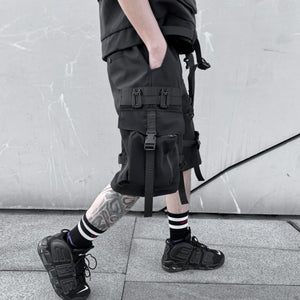 Techwear Streetwear Ribbons Baggy Shorts , - Streetwear Shorts - Slick Street
