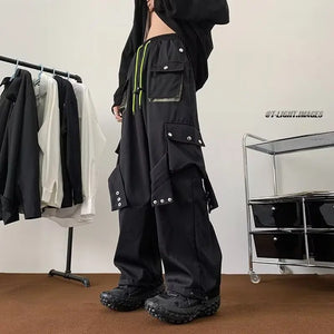 Multi Pockets Button-Up Streetwear Pants , - Streetwear Pants - Slick Street