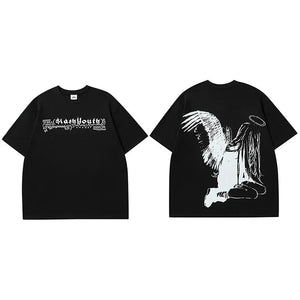 Slash Youth Angel Wings T-Shirt Black, S - Streetwear T-Shirts - Slick Street