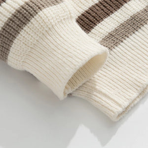 Stripe Embroidery Crochet Sweater , - Streetwear Sweater - Slick Street