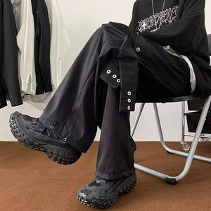 Multi Pockets Button-Up Streetwear Pants , - Streetwear Pants - Slick Street