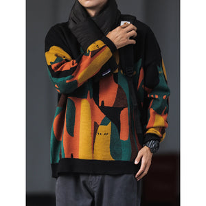 Moonnight Cat Abstract Crew Neck Sweater , - Streetwear Sweater - Slick Street