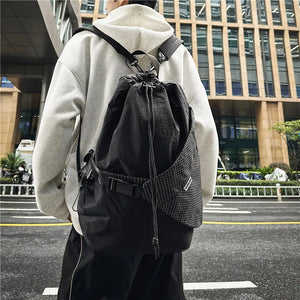 Two Tone Drawstring Backpack , - Streetwear Bag - Slick Street