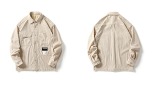 Corduroy Waffle Plaid Semi Collar Overshirt , - Streetwear Tops - Slick Street