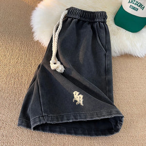 Gothic Washed Knee Length Shorts , - Streetwear Shorts - Slick Street