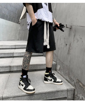 Casual Black Color Knee Length Shorts , - Streetwear Shorts - Slick Street