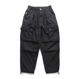 Tactical Straight Leg Elastic Waist Pants Navy blue, XXS - Streetwear Pants - Slick Street