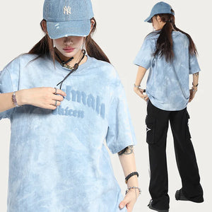 Soulmate Tie Die O-Neck Loose T-Shirt , - Streetwear T-Shirts - Slick Street