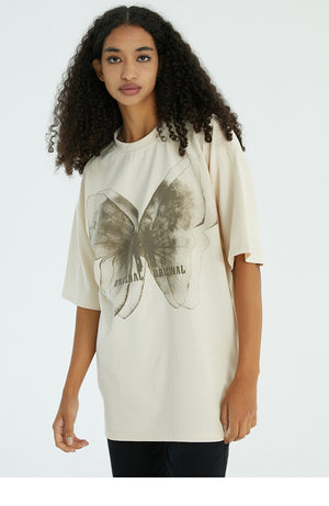 UNUSUAL ORIGINAL Butterfly Shadow Graphic T-Shirt , - Streetwear T-Shirts - Slick Street