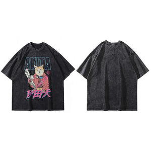 Akita Warrior Anime T-Shirt Black, M - Streetwear T-Shirts - Slick Street