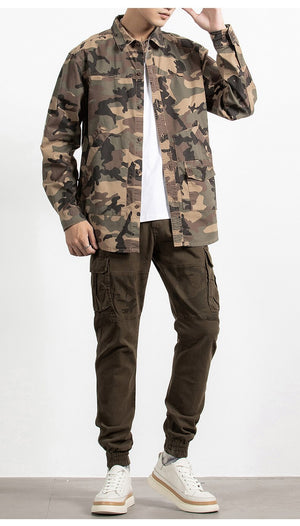Classic Safari Camo Style Patch Pocket Jacket , - Streetwear Jacket - Slick Street