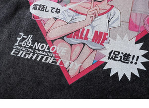 EightDecay Anime Cartoon Girl Loose T-Shirt , - Streetwear T-Shirts - Slick Street