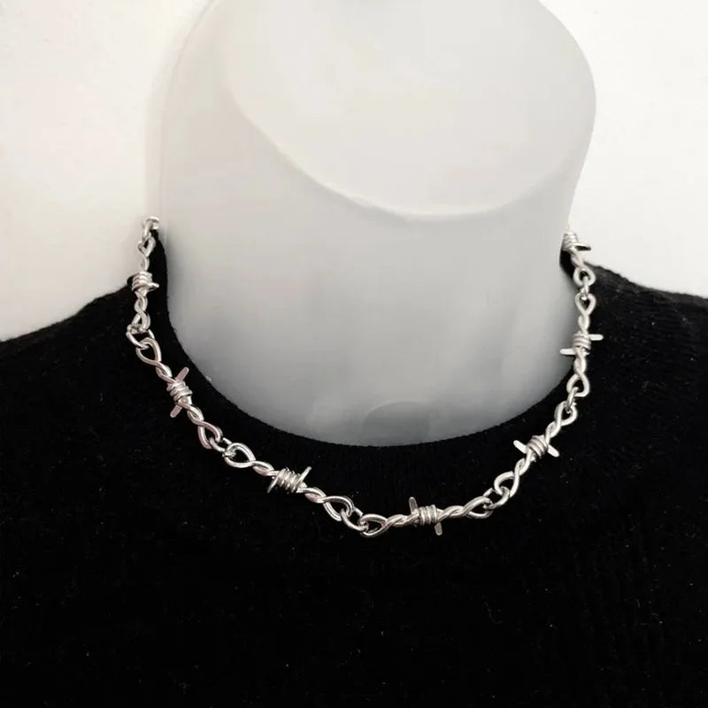 Y2K Punk Wire Necklace & Bracelet ,  - Streetwear Necklace - Slick Street